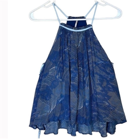 NWT Free People sleeveless lace up sides lined Ocean Blue tank blouse Sz S - Picture 2 of 11